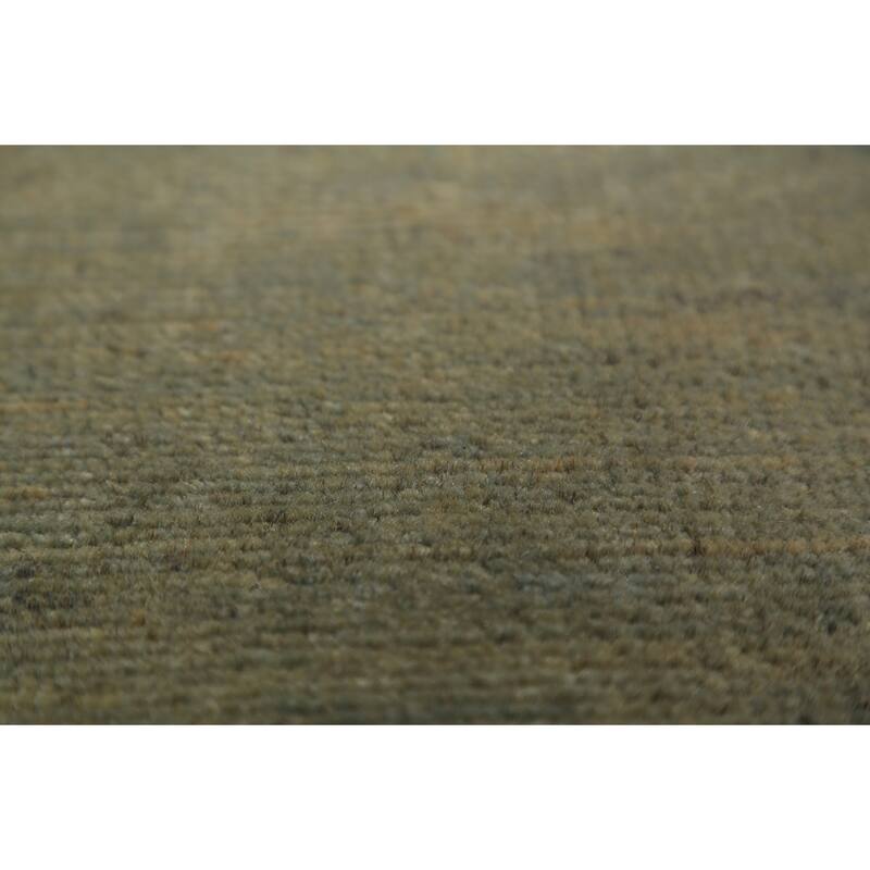 Green Gabbeh Modern Runner Rug Hand-Knotted Wool Carpet - 2'9" x 9'8"