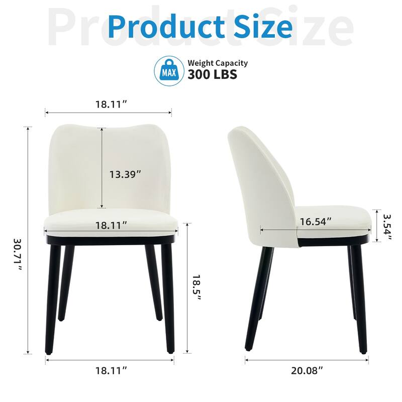 Set of 2 Velvet Upholstered Dining Chairs, Modern Side Chairs with Padded Seat & Back