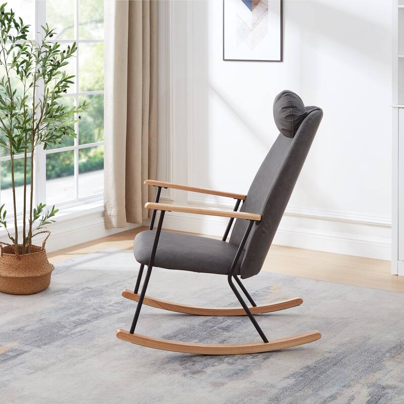 Modern Rocking Accent Chairs Comfy Side Chair for Nursery, Bedroom, Living Room