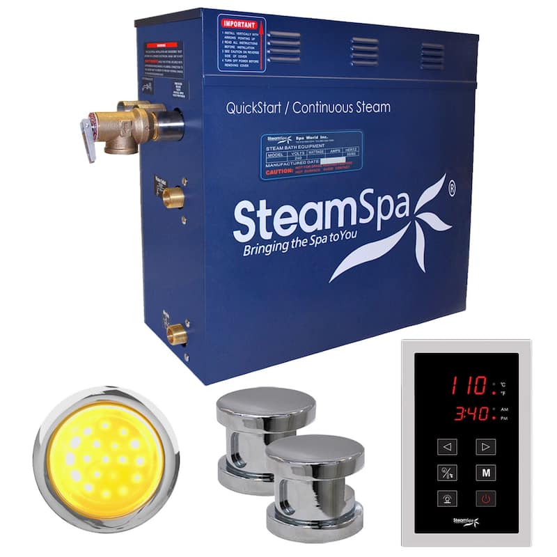 SteamSpa Indulgence 10.5 KW QuickStart Acu-Steam Bath Generator - Polished Chrome