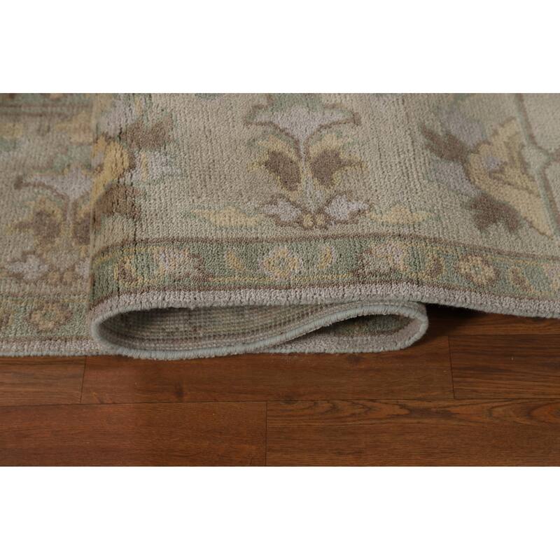 All-Over Floral Oushak Oriental Area Rug Hand-Knotted Wool Carpet - 9'1"x 12'1"