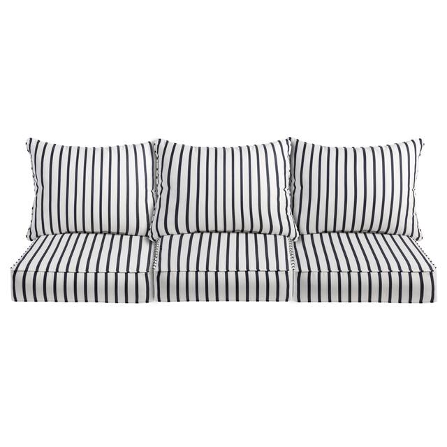Mabley Sunbrella Lido Indigo Outdoor Corded Pillow 6-piece Sofa Set