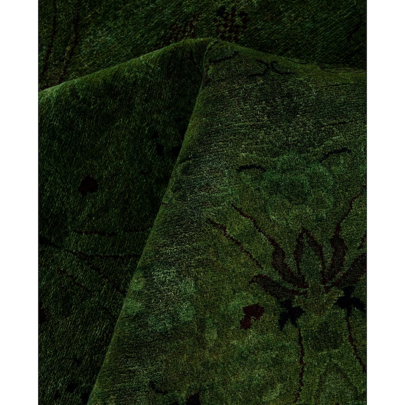 Overdyed One-of-a-Kind Hand-Knotted Area Rug - Green - 6' 2" x 9' 1"