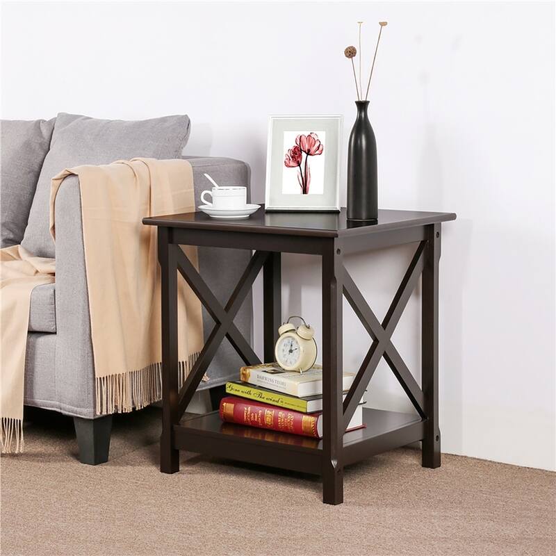 Yaheetech X Design Wood Coffee Side End Table with Storage Shelf