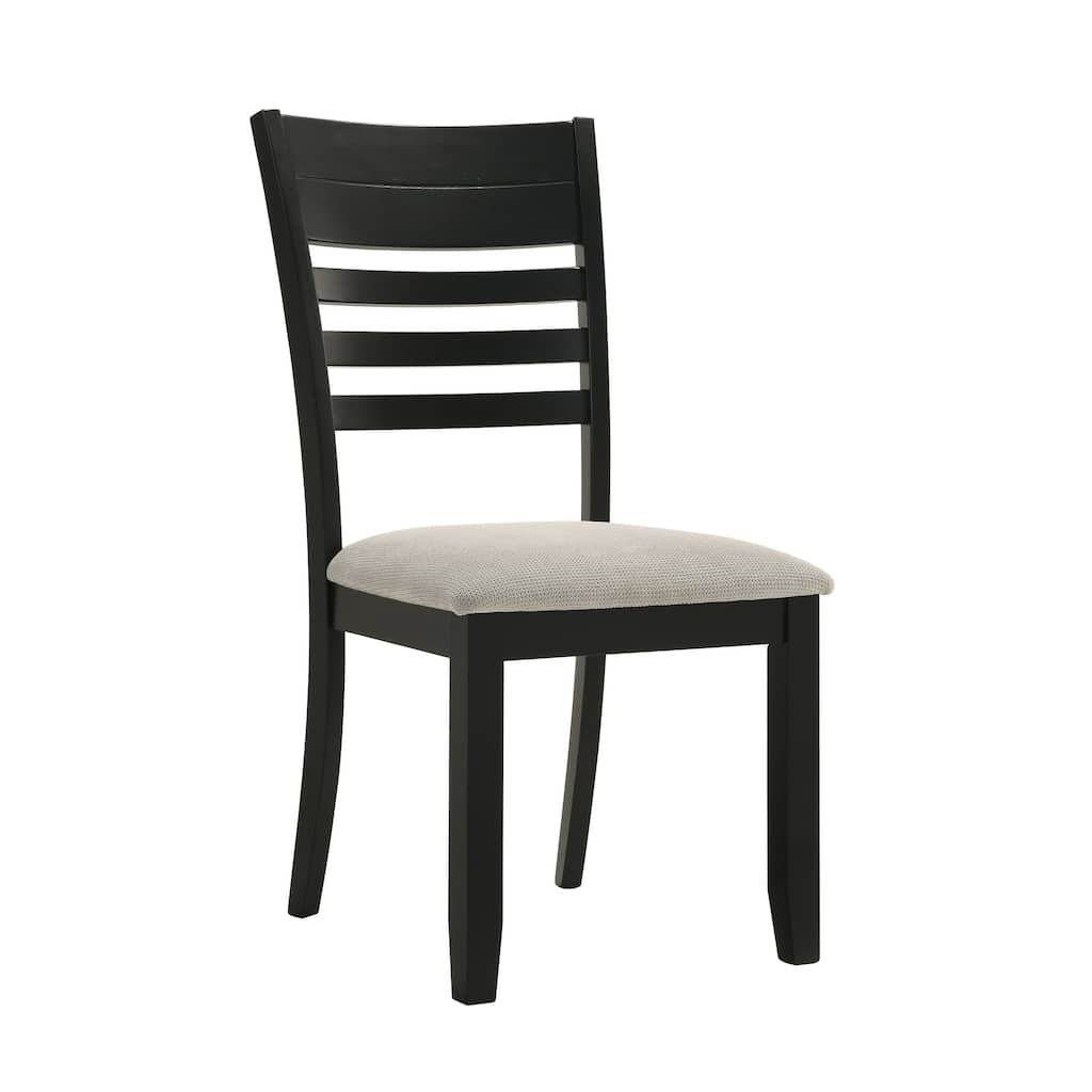 2pc Contemporary Dining Side Chair Upholstery Chair Ladder Back Wooden Dining Room Furniture Gray