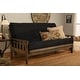 preview thumbnail 1 of 20, Somette Tucson Full-size Rustic Walnut Futon Set with Mattress Suede Black