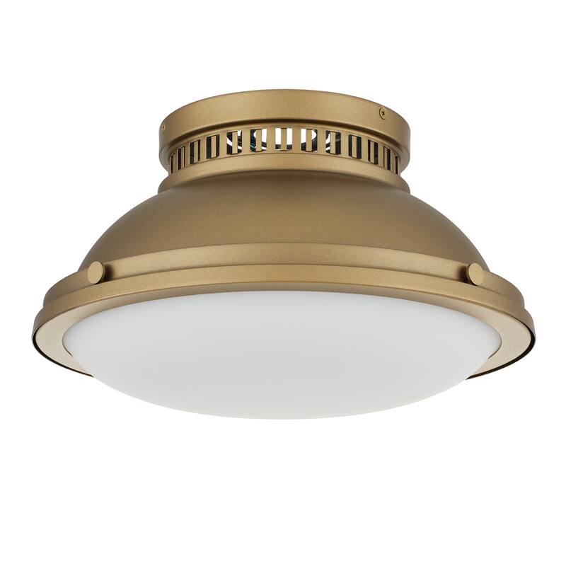 Halo 2-Light 14" Polished Brass Flush Mount Ceiling Light