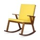 preview thumbnail 20 of 19, Champlain Outdoor Acacia Wood Rocking Chair with Water-Resistant Cushions by Christopher Knight Home teak finish +yellow