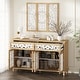 preview thumbnail 22 of 31, Rustic Carved Wood Sideboard Cabinet with Bonus Matching Wall Art Buffet Console Table