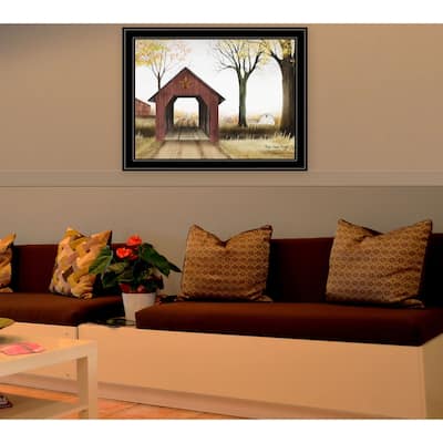 TrendyDecor4U Farmhouse "Buck County Bridge" Framed Print Wall Art by Billy Jacobs