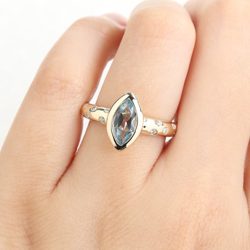 Miadora Gemstone and 1/4ct TDW Diamond Ring in 10k Yellow Gold