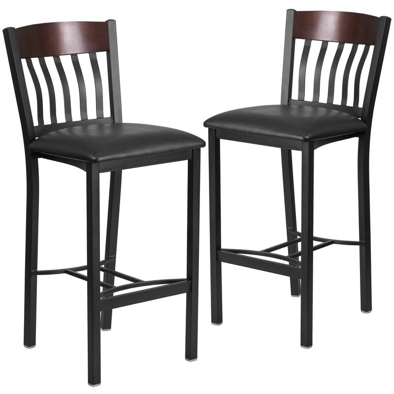 2 Pk. Eclipse Series Vertical Back Metal and Wood Restaurant Barstool - 17"W x 23"D x 42.75"H - 17"W x 23"D x 42.75"H
