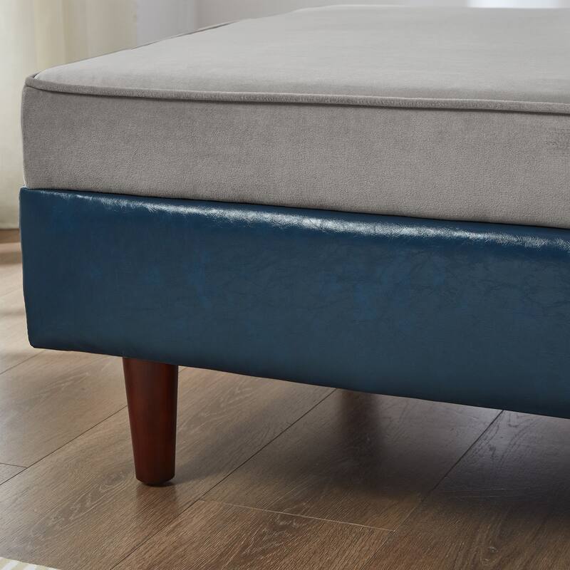 65" Storage Chaise Lounge Sofa with PU and Velvet Upholstery, Modern Sleeper Sofa with Hidden Storage