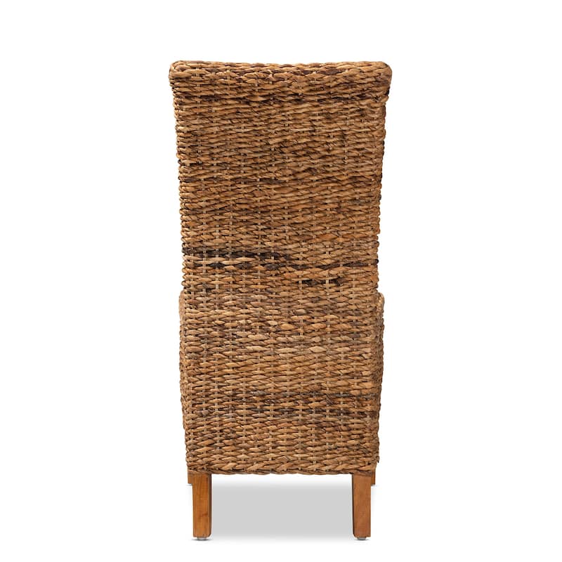 Trianna Rustic Transitional Natural Abaca and Wood Dining Chair-Brown