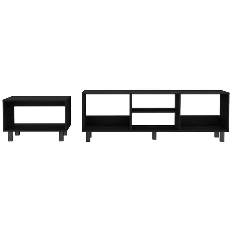 Eclipse Living Room Duo Set with TV Stand And Coffee Table with Steel Accents
