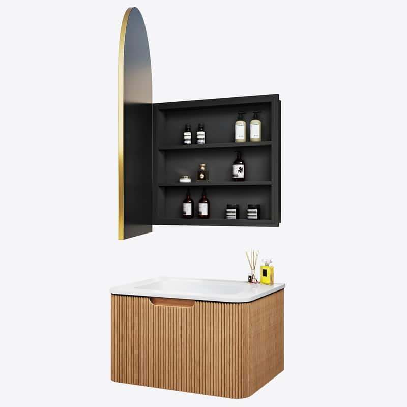 Bathroom Vanity with Top Sink Freestanding Vanity Set with Mirror Cabinet