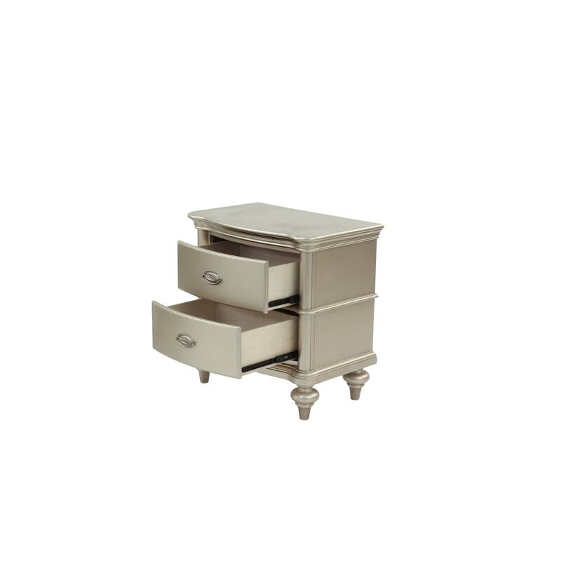 Wooden Nightstand in Champagne, Stylish Bedroom Storage Table, 28" x 17" x 28"H