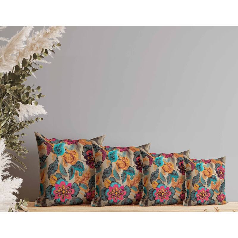 Eclectic Garden Indoor/Outdoor Reversible Throw Pillow Blue and Red