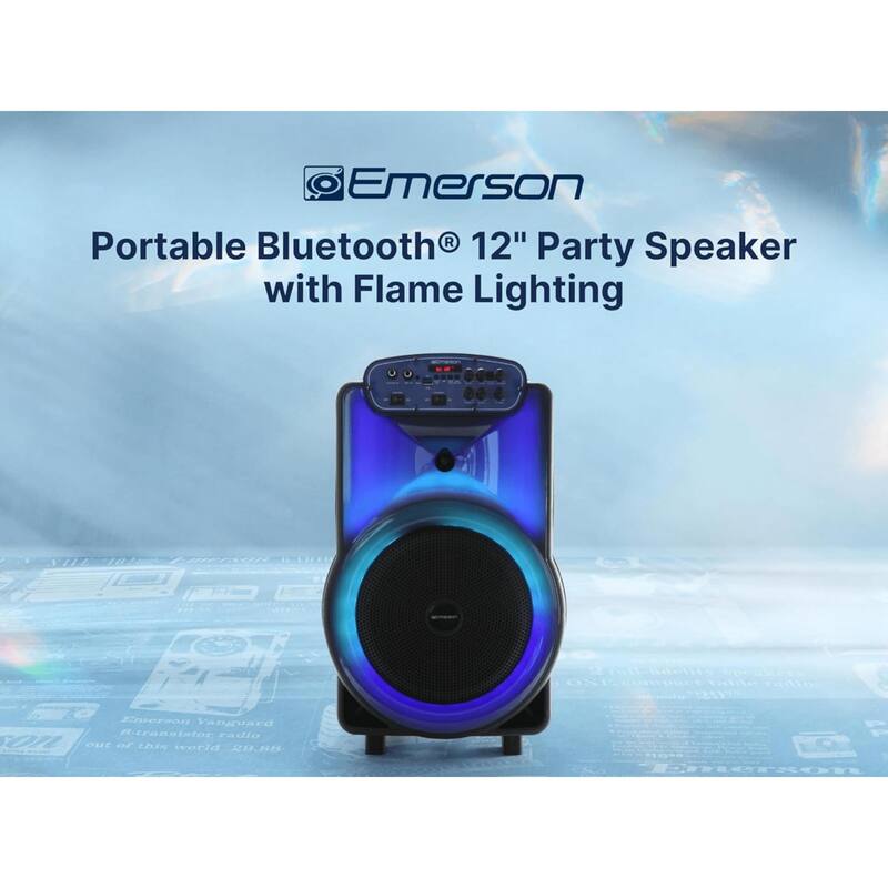 Emerson Portable Bluetooth 12" Party Speaker with Flame Lighting