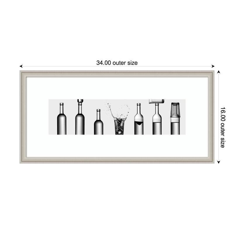 bottles game by Valeriy Kasmasov Wood Framed Wall Art Print - Silver - 34 x 16 in