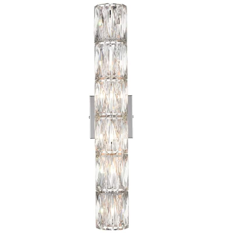 Burgas Wall Sconce Modern 6-Light Crystal Light Bathroom Wall Lighting - Chrome