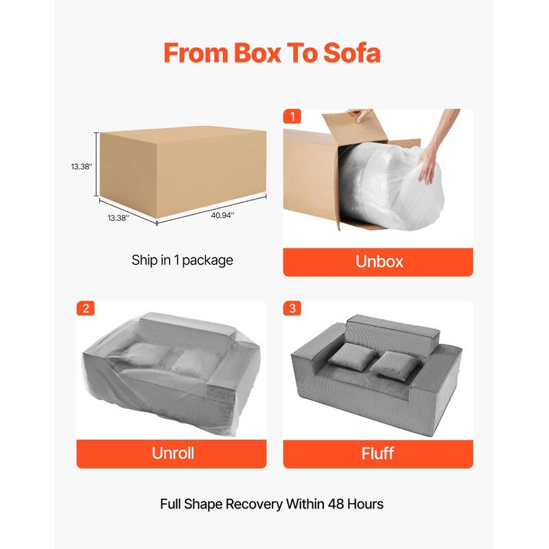 63” Wide Space-Saving Corduroy Loveseat Sofa 2-Seater Couch with High-Resilience Cushions - 63” x 37” x 28.3”