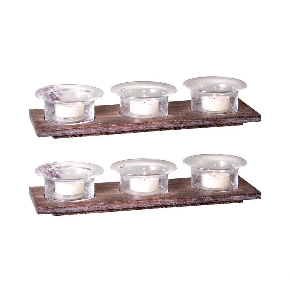 Chesham Close - 18.25 Inch Lighting Tray (Set of 2) Clear/Dark - Clear/Dark Palonia