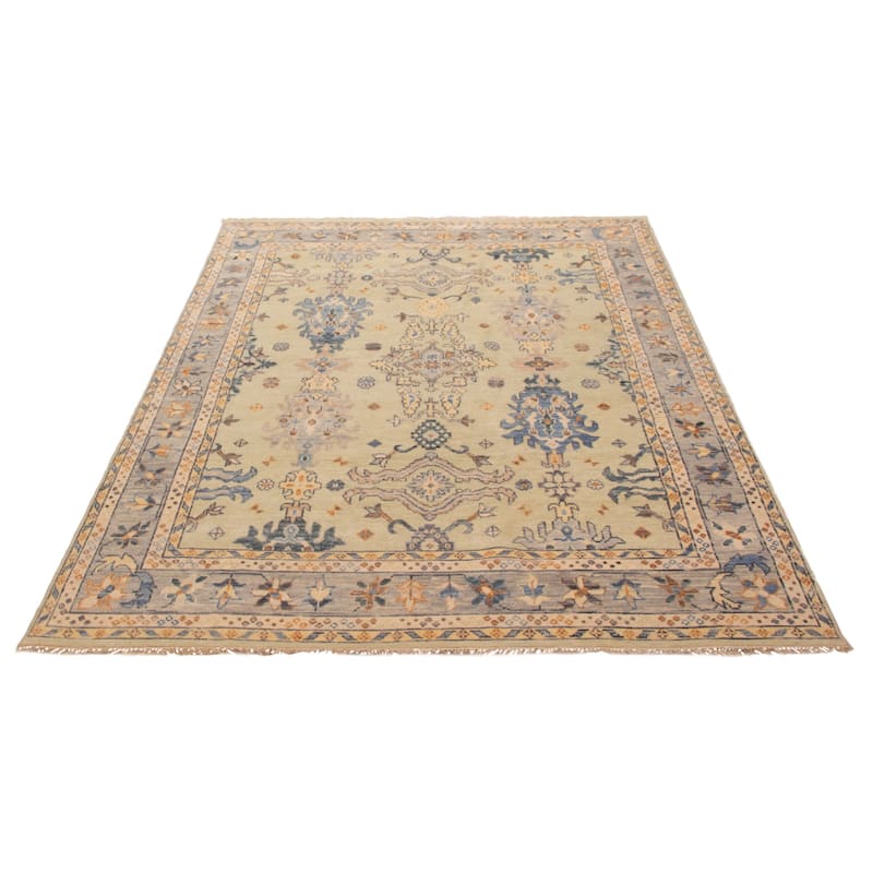 ECARPETGALLERY Hand-knotted Modern Oushak Green Wool Rug - 7'10 x 10'3