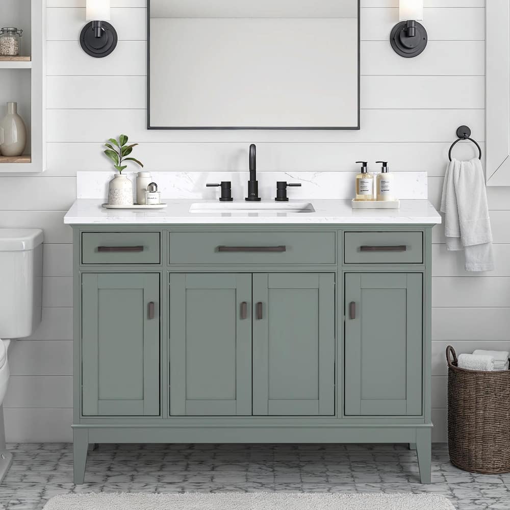 Madison 48 in. Single Sink Bathroom Vanity with Engineered Stone Top - 49" x 22"D x 35"H