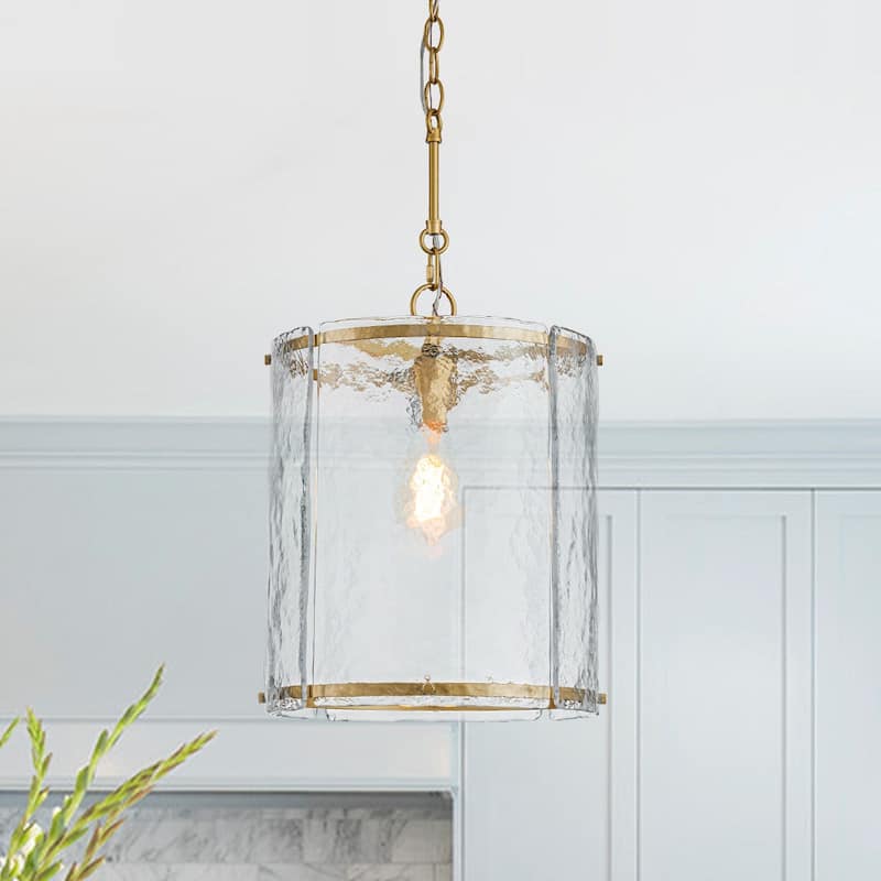 12.6''W Modern 1-Light Water Rippled Glass Pendant - 14.6in