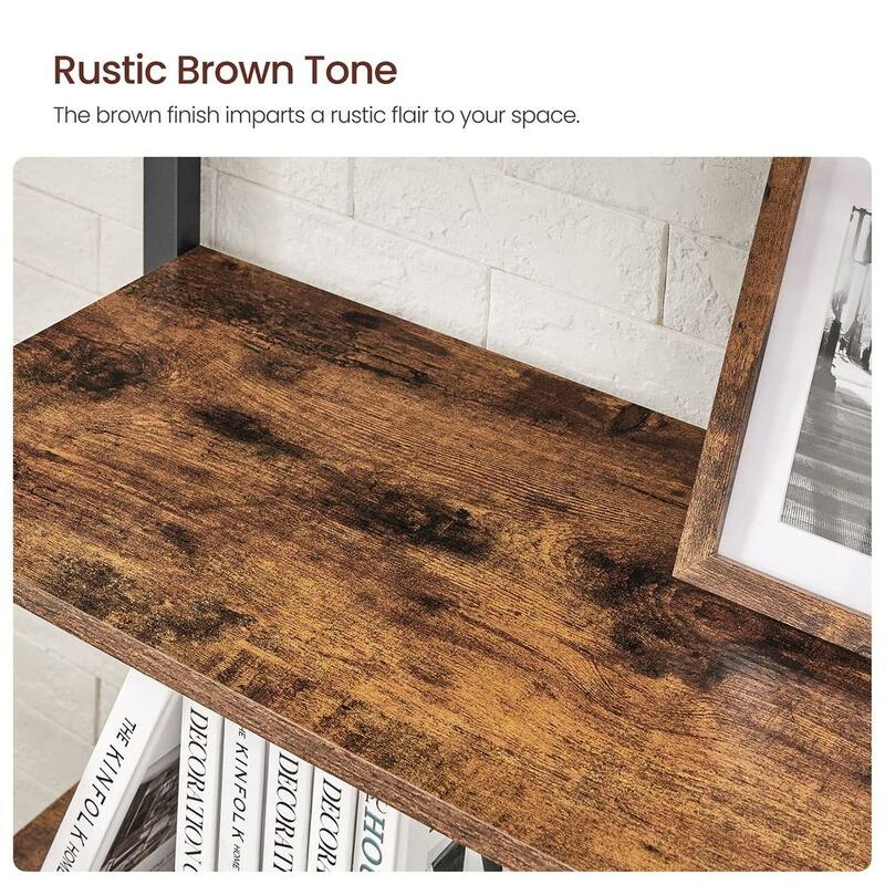 Rustic Brown and Black 6-Tier Industrial Bookshelf with Anti-Tip Kit - 31.5”L x 11.8”W x 73.2”H (80 x 30 x 186 cm)