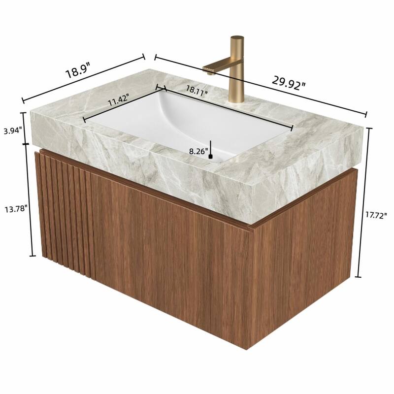 Floating Bathroom Vanity with 1 Pre-drilled Faucet Holes