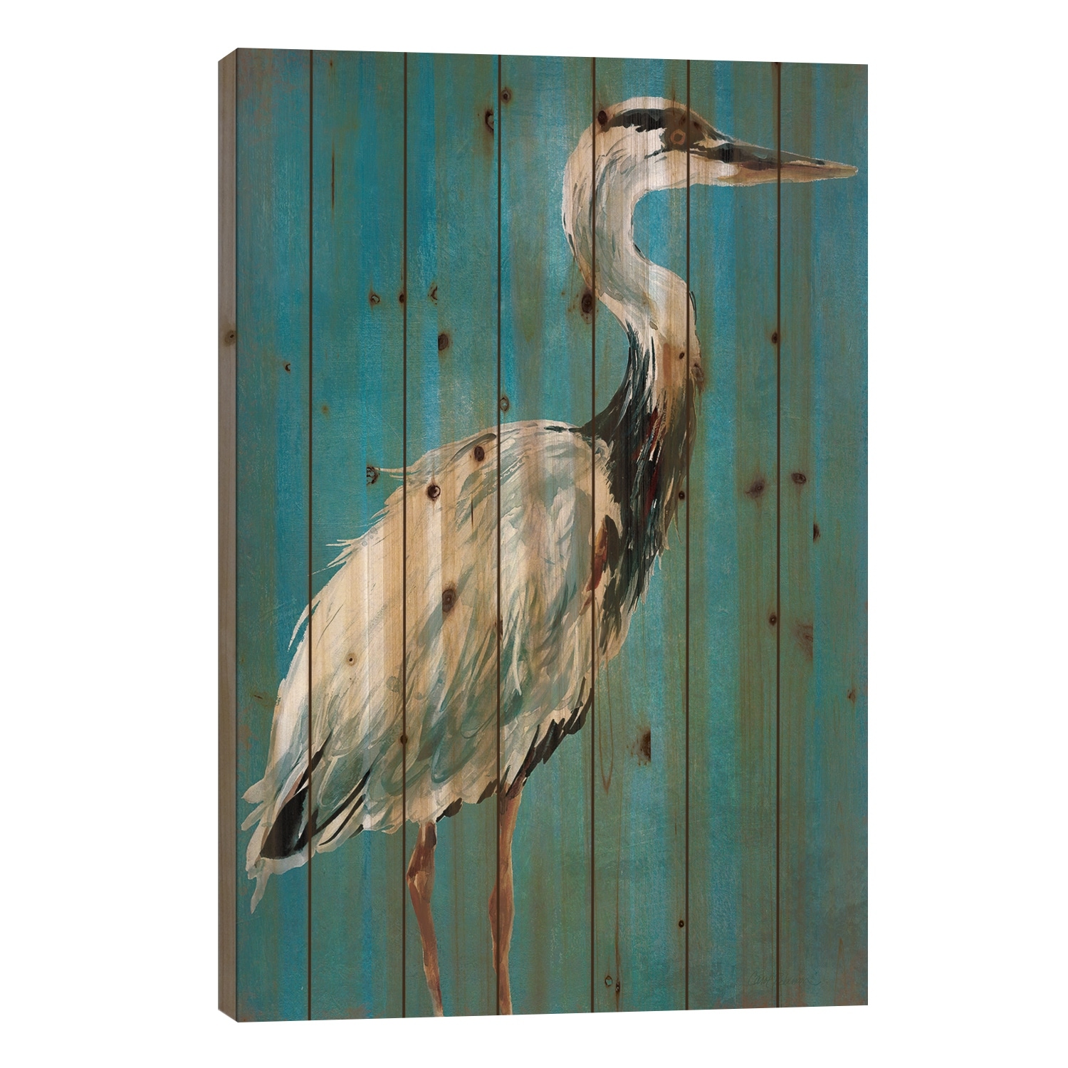 Great Blue Heron I Print On Wood by Carol Robinson - Multi-Color