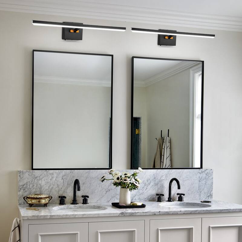 Modern Dimmable LED Wall Sconce Bathroom Vanity Light with 3-CCT Selectable Light - Black