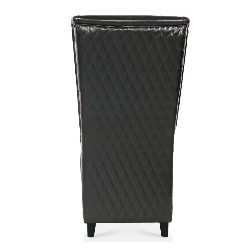 Faux Leather Wingback Chair with Wooden Legs and High Back Support