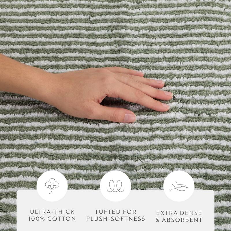 Becky Cameron 100% Cotton Pinstripe Patterned Bath Mat