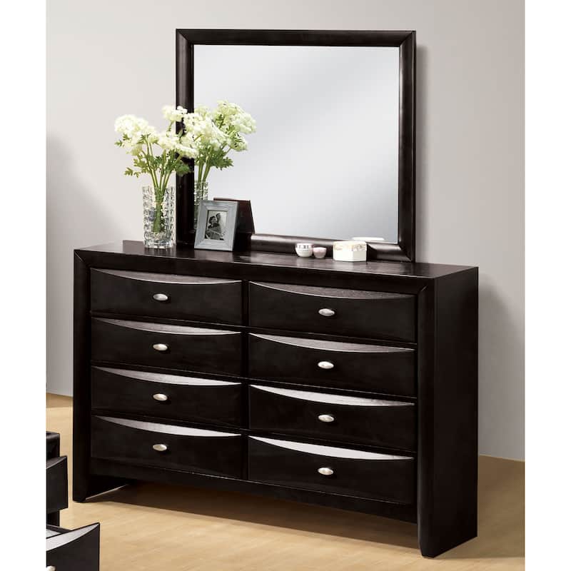 Furniture of America Brent Traditional 2-Piece 8-Drawer Dresser and Mirror Set - Black
