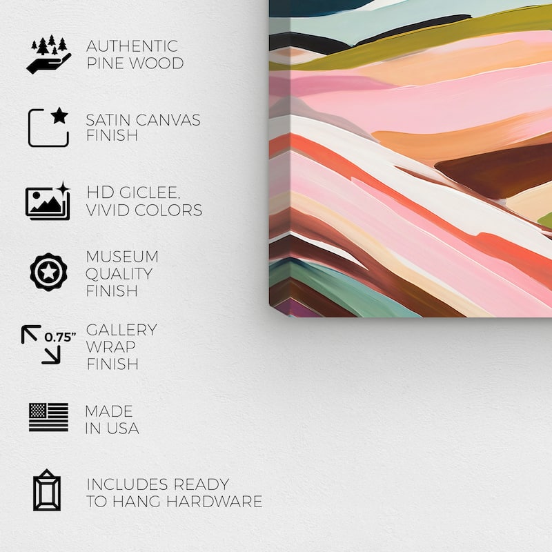 Wynwood Studio Abstract Colorful Pastel Territory Pink and Pastel Pink Modern & Contemporary Wall Art Canvas Print