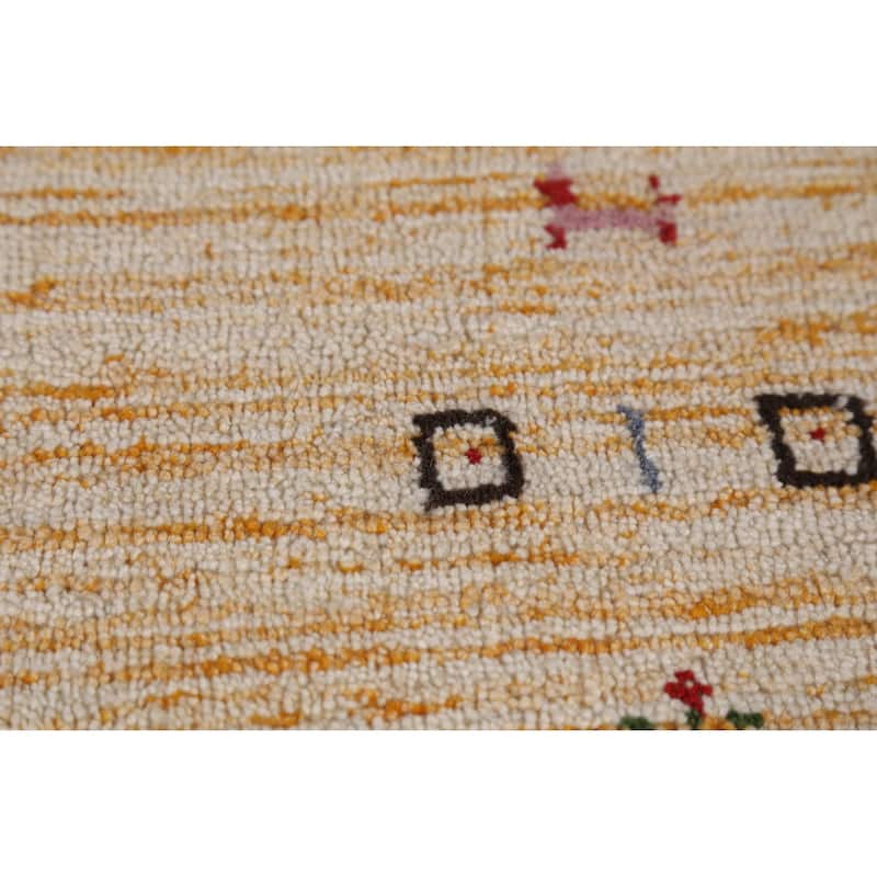 Oriental Gabbeh Indian Rug Hand-Knotted Orange Tribal Wool Carpet - 3'11" x 5'8"