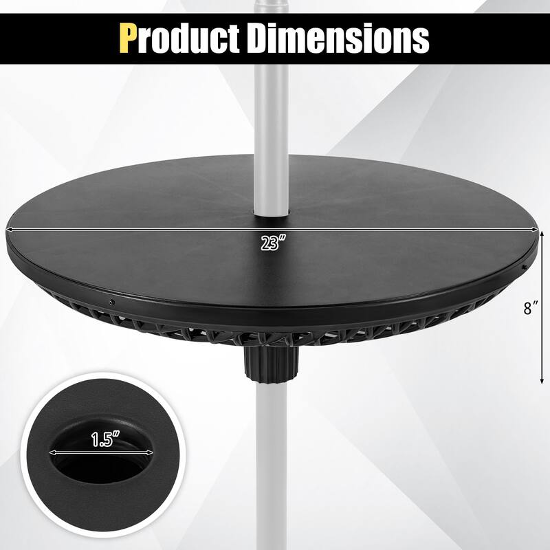 Gymax Outdoor Umbrella Table Tray Fit 1.5''/1.34''/1.26'' Umbrella