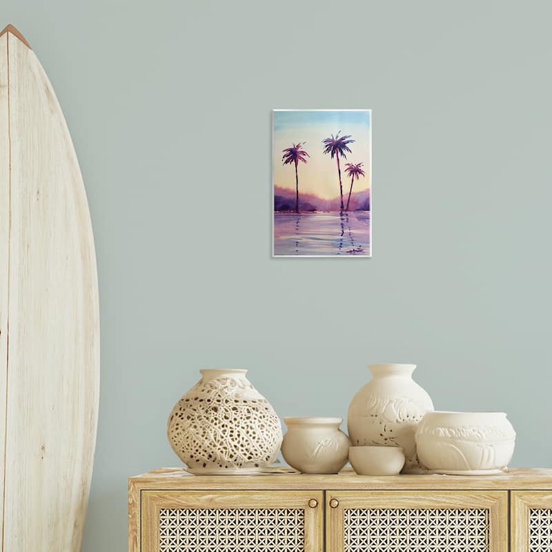 Stupell Purple Hued Palm Trees Wall Plaque Art Design By Stephanie Fielden