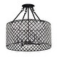 preview thumbnail 8 of 12, Antique Black 4-Light Beaded Drum Crystal Semi Flush Mount