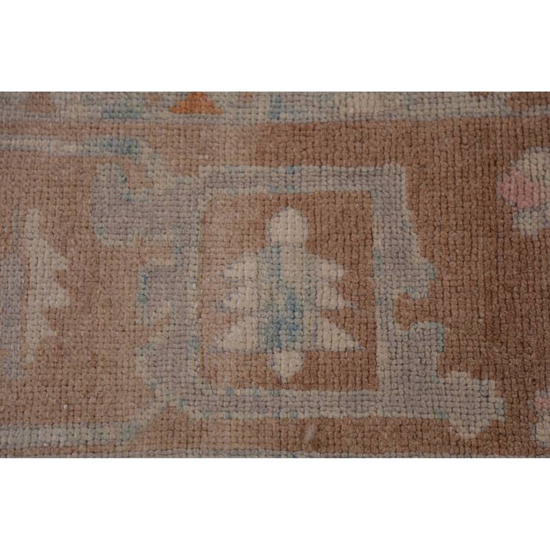 Hand Knotted Oriental 100% Wool Carpet Transitional Geometric Beige & Ivories Oushak Area Rug - 11' 10'' X 8' 6''