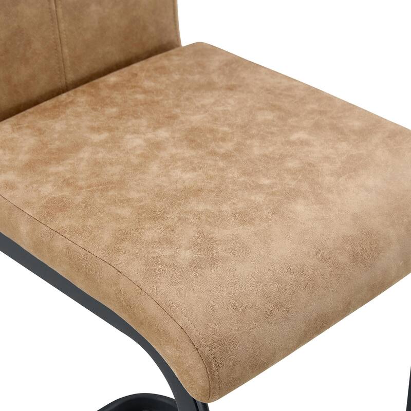 Modern 42.5" Brown Tech Fabric Bar Stools - Comfortable & Stable, Set of 2