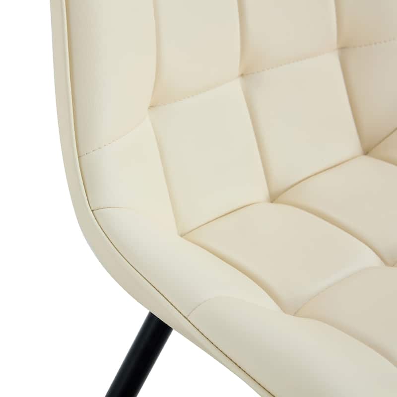 Modern Fabric Dining Chair w/ Grid Pattern and Metal Frame (Set of 2)