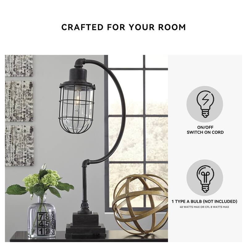 Jae Antique Black 33 Inch Metal Desk Lamp