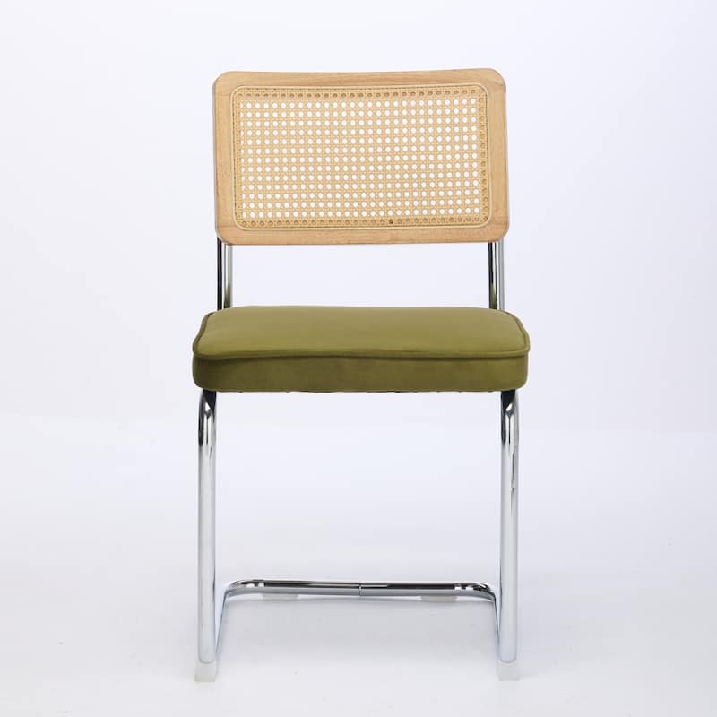 Modern Dining Chairs Set Of 2 - Olive Green+Brown