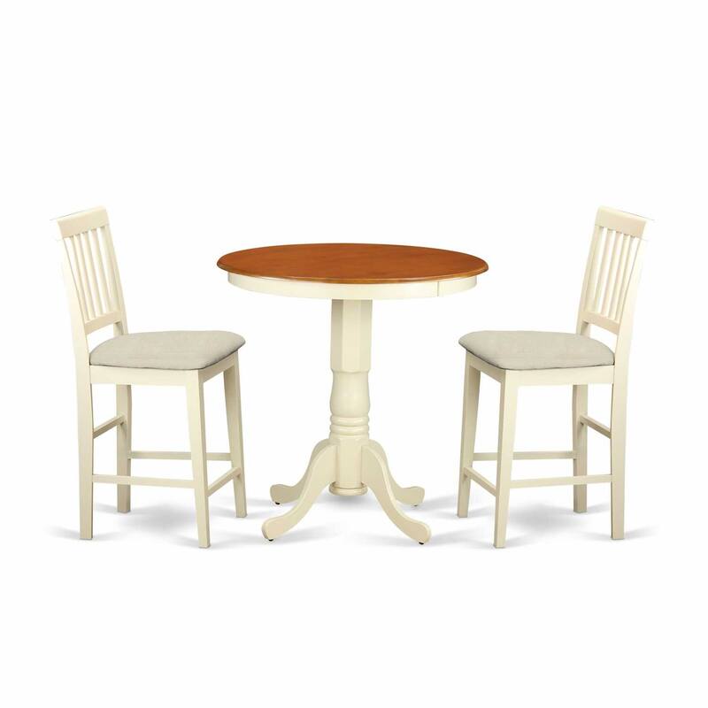 Counter Height Dining Set - 5 Piece Table & Chairs - Modern Bohemian Style - Round Table & Elegant Design