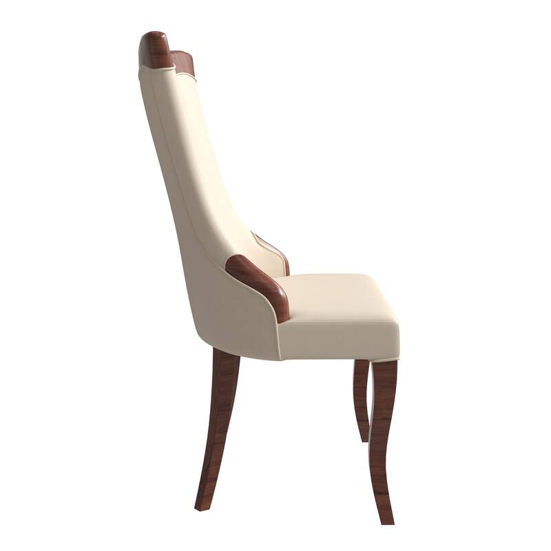 Dining Chair with Leather/Velvet Seat in Rubberwood Novara Series by LeisureMod