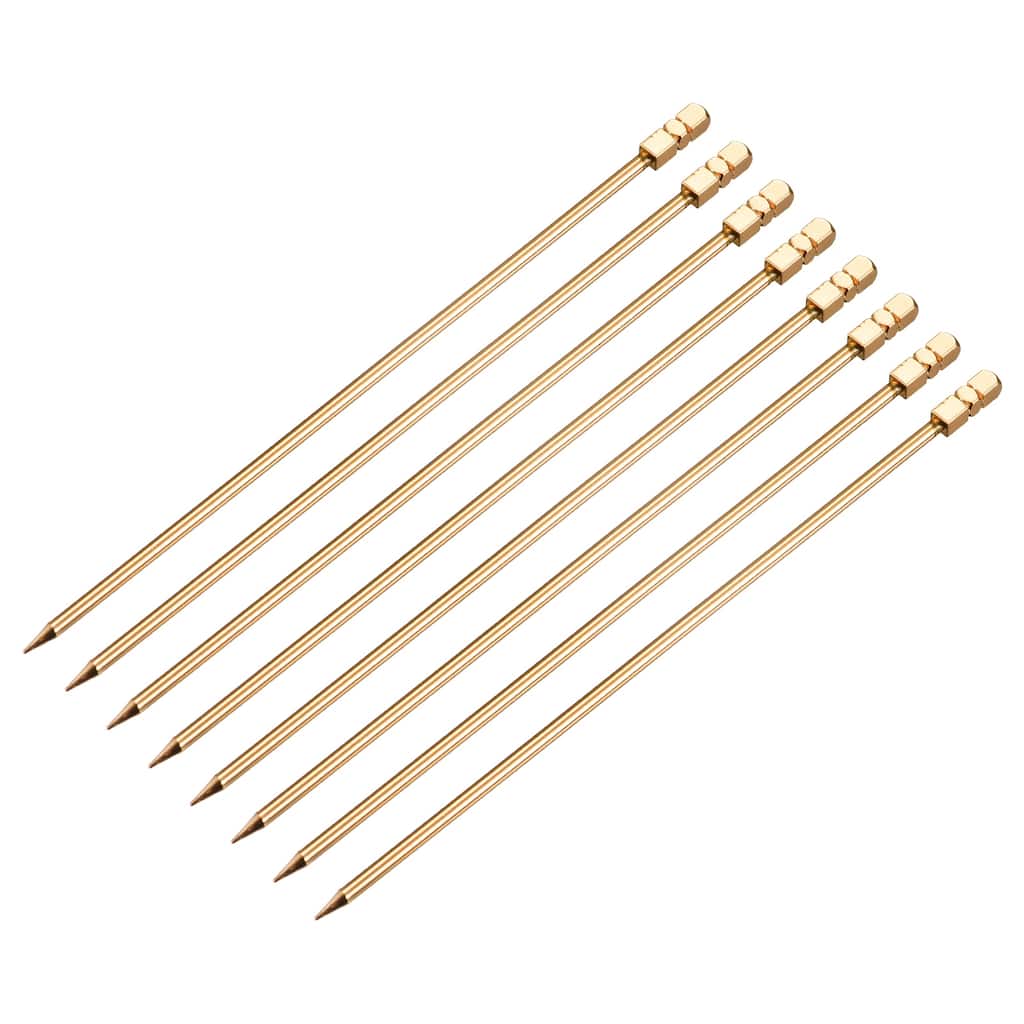Metal Cocktail Picks 8Pcs, Reusable Cocktail Toothpick Cuboid Shape - Gold - 11 cm/ 4.3 inches